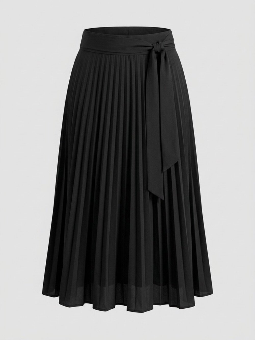 Kate Kasin Pleated Black Skirt with Pockets and front tie detail XL